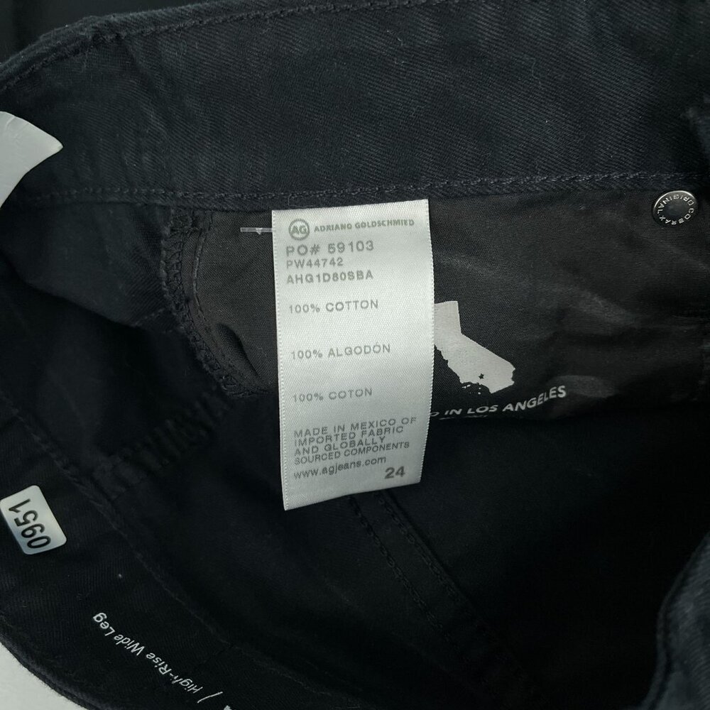 AG Adriano Goldschmied Kora High-Rise Wide Leg Black Denim Jeans Women 24 NWT - Picture 12 of 16